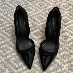 Zara Black Patent and Suede Pump Size 38